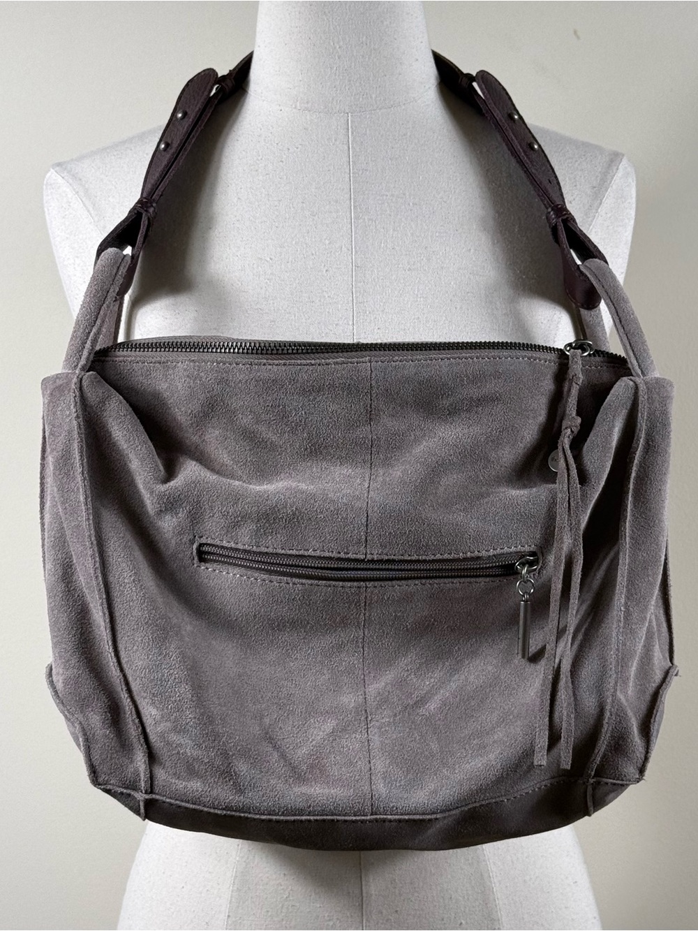 The Sak Los Feliz Hobo Suede Taupe Adjustable Strap NWOT